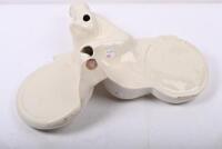 SCULPTURE: A large interesting white ceramic c1970s figure of a rider on a speedway bike 43cm wide, 33cm high - 3