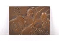 SWEDEN SPEEDWAY: A superb 1970s 'SMK Malmo' Sweden Speedway heavy bronze plaque trophy by Sporrong & Co. 85.cm wide, 6cm high.