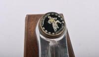 COVENTRY SPEEDWAY: An interesting trophy made from a conrod with Swiss made Swiza clock, mounted to wood. Conventry Speeday emblem to top of conrod. 27cm high. - 3