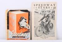 SPEEDWAY RIDERS: Two early small format books related to speedway riders including 'Who's&nbsp; Who In Speedway' - 1949 First edition by Tom Morgan and 'Speedway Stars - No.2 - Past, Present, Future'&nbsp;