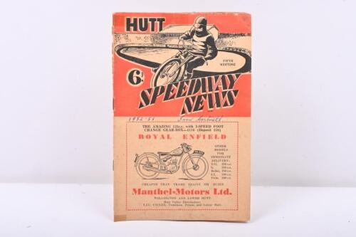 HUTT SPEEDWAY: A c1950s Hutt River Speedway News New Zealand 'Fifth Meeting' official programme. Largely complete with results filled in with pen.