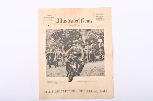 SHELL MOTOR CYCLE TRIALS: A 1927 September Illustrated News edition featuring 'Full Story of the Shell Motor Cycle Trials'