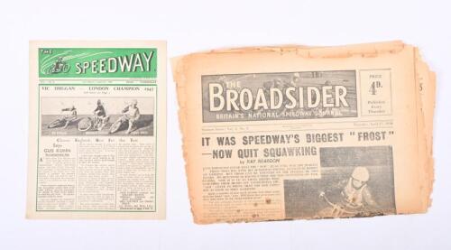 SPEEDWAY: Two early Speedway journals including 'The Broadsider' Britain's National Speedway Journal Vol 8 No.4 April 27 1950 and 'The Speedway' Vol 1 No.8 7th June 1947'