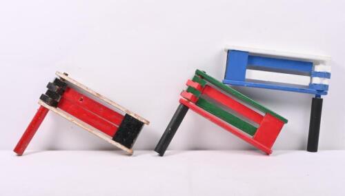 SPEEDWAY RATTLES: Three timber speedway rattles painted in Ipswich, Cardiff, & New Cross colours.