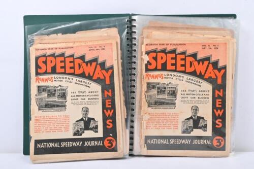 SPEEDWAY NEWS: A collection of 1938 Speedway News volumes housed within a A4 display binder folder.