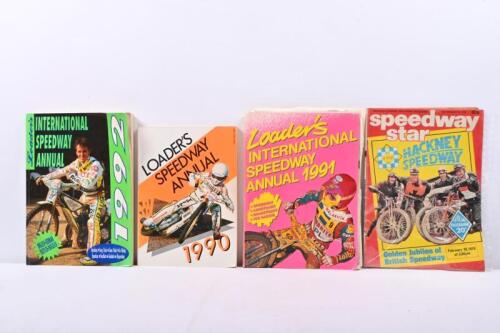 SPEEDWAY ANNUALS: Three Loader's Speedway Annuals including 1990, 1991, & 1992 as well as Speedway Star - Hackney Speedway 'Golden Jubilee of British Speedway' 1978 Official Programme.