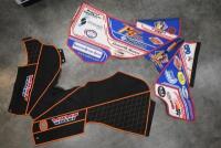 BIKE COVERS: Two Speedway bike covers including one branded Jawa the other with 'Speedway Tour Downunder - 2008-2012' event racing sponsorship.