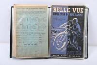 BELLEVUE: A collection of Bellevue Speedway (Manchester UK)&nbsp;Bulletin & Programmes&nbsp;ranging from 1936-1961. 13 programmes in total, most 1930s-1940s however a few 1950s and 1960s programmes. All housed within a A5 sized display folder.