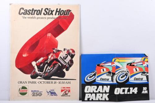 CASTROL SIX HOUR: Two posters for Oran Park Castrol Six Hour production race including one mounted to board.