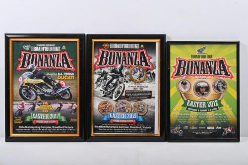 BROADFORD BONANZA: Three framed modern Broadford Bonanza posters/flyers. A4 sized frames.