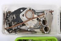 PARTS: A collection of misc motorcycle parts contained witthin four&nbsp;containers as photographed. - 2
