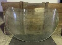 WINDSCREEN: A rare used circa 1950/60s curved glass windscreen, believed to be for a&nbsp;Alfa Romeo Giulietta Sprint Speciale, with accompanying period timber crate stamped to one side 'Alfa Romeo Catania' with logo below (Updated Listing) - 2