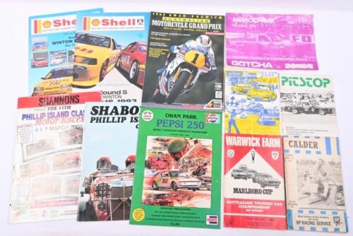 PROGRAMMES: A collection of ten Motoring Programmes from 1970s-2000s, includes Calder Park 1971, Warrick Farm 1972, Calder 1978, Amaroo Park 1978, Oran Park 1985 and others.