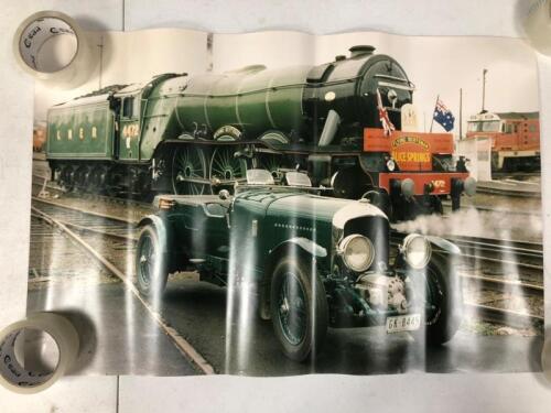 FLYING SCOTSMAN: A commemorative poster depicting the 'Flying Scotman' and Creswell's Blower Bentley (SM3907)