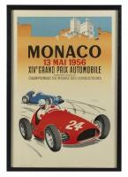 MONACO 1956: A 1956 Monaco Grand Prix Second Edition Lithograph poster after Jean Ramel,&nbsp;Framed and perspex glazed 72cm wide, 104cm high - [SALEROOM NOTICE]
