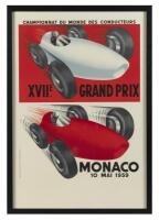 MONACO 1959: A 1959 Monaco Grand Prix Second Edition Lithograph poster after&nbsp;Charles Leuenberger,&nbsp;Framed and perspex glazed 72cm wide, 104cm high - [SALEROOM NOTICE]