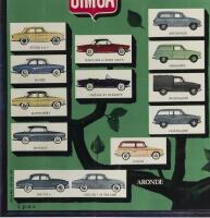 SIMCA: A large original c1960s Simca 'Une Grande Famile - A Vorte Choix modeles' poster after Francois Vernier, featuring Aronde, Ariane, Vedette models. Measures 165cm wide, 123cm high overall. - 4