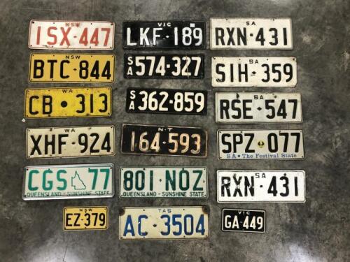 AUSTRALIAN NUMBER PLATES: An assortment of Australian interstate car and motorcycle number plates