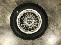 JAGUAR: A 16" wire wheel and tyre, with hub and&nbsp; 'knock-on', believed to be Jaguar XK 150