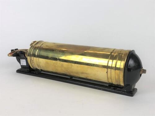 FIRE EXTINGUISHER: A brass Pyrene fire extinguisher with black&nbsp;bracket