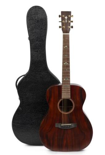 An Antonio Tsai 6 string&nbsp;Koa&nbsp;acoustic guitar is made by Taylor Guitars, a brand from america