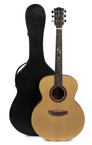 An Antonio Tsai acoustic&nbsp;jumbo guitar with flowers on neck&nbsp;made from&nbsp;mother of pearl