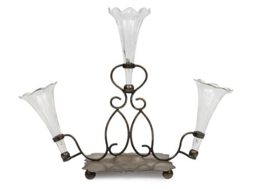 A Victorian&nbsp;sheffield plate and glass epergne, 27.5cm high