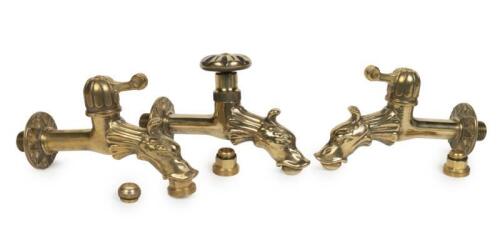 Three modern brass&nbsp;serpent head taps, appear used