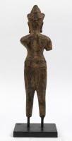 A Khmer style painted metal figure on ebonised base, 47cm high overall - 2