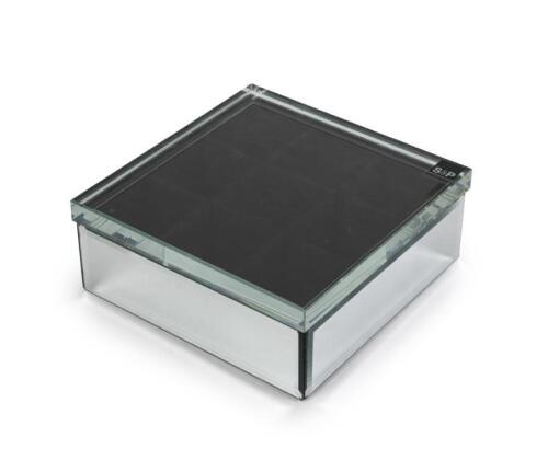 A modern cut glass mirror plate jewelry box by&nbsp;'Salt & Pepper', 20.5cm high, 20.3cm wide