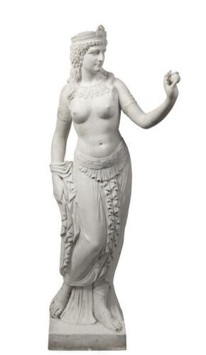 A large marble sculpture of a female maiden, believed to be Persephone, base signed indistinctly 'Coriher', 148cm high, 58cm wide