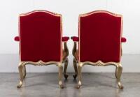 A pair of Gianni Versace carved giltwood, painted and upholstered open armchairs, personal gift Elizabeth Taylor to Dr. Klein, 100cm high - 5