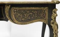 A late 19th century French gilt-bronze mounted brass-inlaid and ebonised 'Boulle' marquetry bureau plat,75cm high, 142.5 wide, 80cm deep - 7