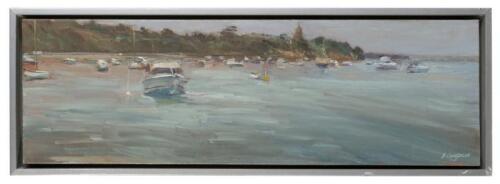 An original oil on canvas titled 'Gray Day - Portsea', signed lower right&nbsp;B. Consalvo, framed, 25cm high, 71cm wide