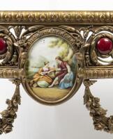 A Louis XVI style bronze and porcelain mounted demilune console,&nbsp;90cm high,119cm wide, 60cm deep - 2