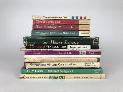 VETERAN/VINTAGE MOTOR CARS: An assortment of hard and softcover books detailing veteran and vintage cars