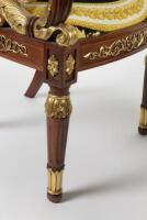 A Versace&nbsp;style chair and foot stool with &lsquo;Barocco Circle&rsquo; print upholstery in black and gold, 90cm high - 4