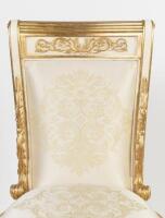 A pair of gilded neoclassical side chairs,beechwood hand carved structure with gold leaf ornament, 90cm high, 49cm wide - 2