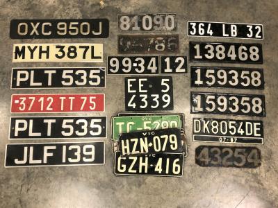 NUMBER PLATES: A quantity of number plates from Australia, Europe and United Kingdom