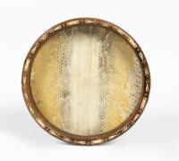 A large Anaconda skinned&nbsp;tribal drum, the reverse with marquetry inlay, 42.5cm diameter - 2