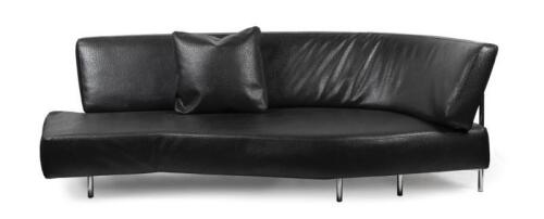 A modern chrome and&nbsp;faux emu skin vinyl sofa with one cushion,&nbsp;240cm long, 83.5cm high, 74cm wide