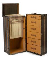 An early 20th century Louis Vuitton double wardrobe monogram steamer trunk, 65.5cm high, 113cm wide - 2