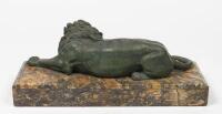 A bronze figure of a lion on marble base,&nbsp;after Ernest Justin Ferrand, French (1846-1932), 17.5cm high - 4