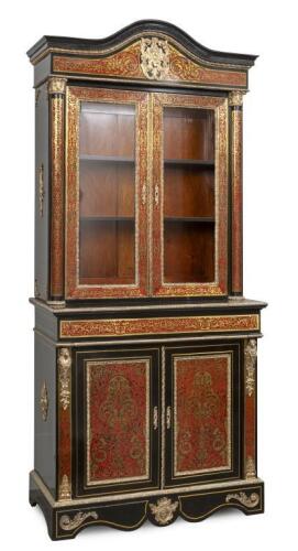 A fine scarlet-boulle and ebonised&nbsp;bookcase, French, circa 1900, 251cm high, 112cm wide, 54cm deep