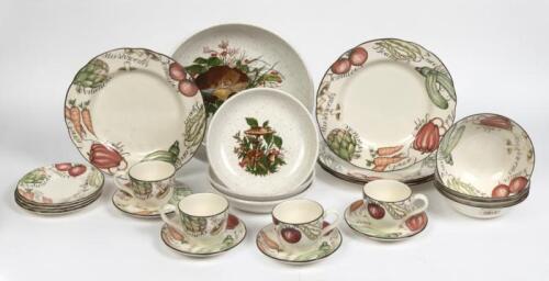 A Franciscan vegetable Medley&nbsp;porcelain dinner set by&nbsp;Johnson Brothers, together with Stovit mushroom bowls
