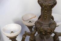 Louis XV style patinated and gilt bronze figural eight light chandelier En suite with pair of wall appliques, late 19th century - 9