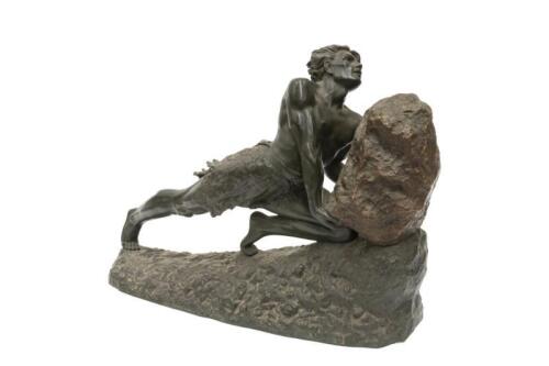 An Emilie Gregoire (1871-1948), French bronze sculpture "The Myth of Sisyphus", 50cm high, 62cm wide, 20cm deep