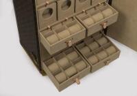 An exceptional special commissioned unique Louis Vuitton horologists watch cabinet, containing trays, drawers and 16 automatic winder compartments, sold with the original purchase receipt for $85,000 AUD, 143cm high - 14