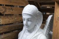 A impressive pair of heavy carved stone Egyptian winged&nbsp;Egyptian sphinx sculptures, 121cm high, 74cm long, 37.5cm wide, fitted within timber crate.&nbsp;&nbsp; - 3