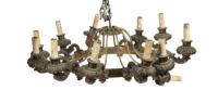 Pair of gilt metal and bronze 12-light chandeliers, each 55cm diameter. - 2